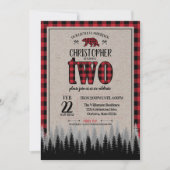 Buffalo Karo Lumberjack Boy's 2. Geburtstag Einladung (Vorderseite)