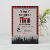 Buffalo Karo Lumberjack Boy's 5. Geburtstag Einladung (Stehend Vorderseite)