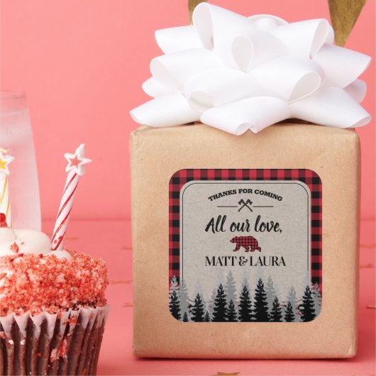 Buffalo Karo Lumberjack Vielen Dank Quadratischer Aufkleber (Party)