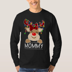 Buffalo-Karo-Mommy-Rentier-Weihnachtslicht-Familie T-Shirt
