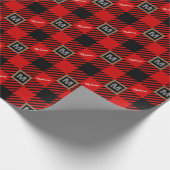 Buffalo Karo Monogram & Name Black Red White Geschenkpapier (Ecke)