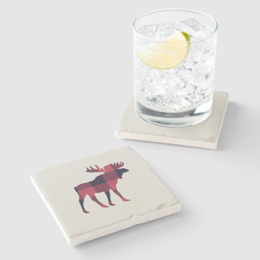 Buffalo Karo Moose Wilderness Cabin Steinuntersetzer (Seitenansicht)