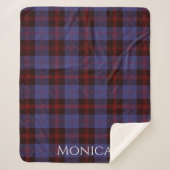 Buffalo-Karo navyblau rot Monogramm Name Sherpadecke (Vorderseite)