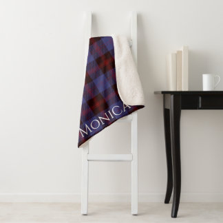 Buffalo-Karo navyblau rot Monogramm Name Sherpadecke