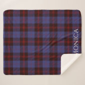 Buffalo-Karo navyblau rot Monogramm Name Sherpadecke (Vorderseite (Horizontal))