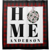 Buffalo Karo Ornament "Zuhause" personalisiert Duschvorhang (Vorderseite)
