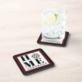 Buffalo Karo Ornament "Zuhause" personalisiert Getränkeuntersetzer (Rechte Seite)