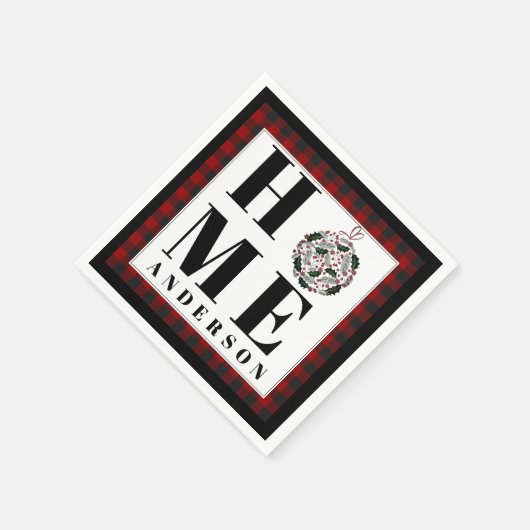 Buffalo Karo Ornament "Zuhause" personalisiert Serviette (Ecke)