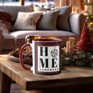 Buffalo-Karo-Ornament "Zuhause" personalisiert Tasse