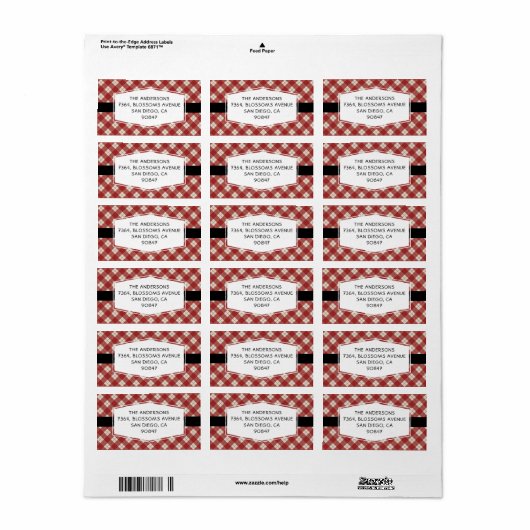 Buffalo Karo Pattern Holiday Address Label Adressaufkleber (Vorne)