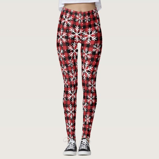 Buffalo-Karo-Plätzchen-Wintermuster Leggings (Vorderseite)