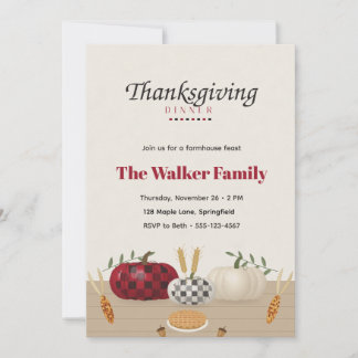 Buffalo-Karo-Pumpkin-Rustikal Thanksgiving-Dinner Einladung