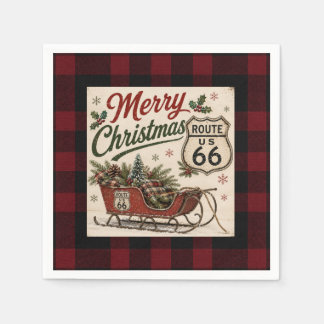 Buffalo-Karo-Raster-Route-66-Feiertags-Tisch Serviette