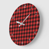 Buffalo Karo Red Kariert Große Wanduhr (Winkel)