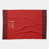 Buffalo Karo Rot und Karierte Schwarz-Monogramm Geschirrtuch (Horizontal)