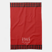 Buffalo Karo Rot und Karierte Schwarz-Monogramm Geschirrtuch (Vertikal)