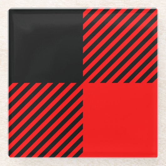 Buffalo Karo Rot und Schwarz Lumberjack Karierte D Glasuntersetzer (Vorderseite)