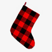 Buffalo Karo Rot und Schwarz Lumberjack Karierte D Großer Weihnachtsstrumpf (Vorderansicht (hängend))