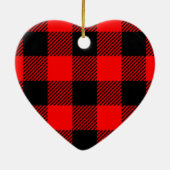 Buffalo Karo Rot und Schwarz Lumberjack Karierte D Keramik Ornament (Hinten)
