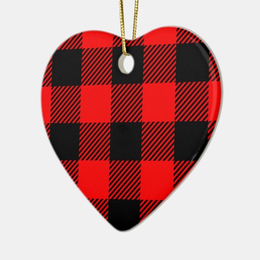 Buffalo Karo Rot und Schwarz Lumberjack Karierte D Keramik Ornament (Links)