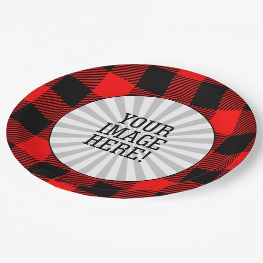 Buffalo Karo Rot und Schwarz Lumberjack Karierte D Pappteller (Schrägansicht)