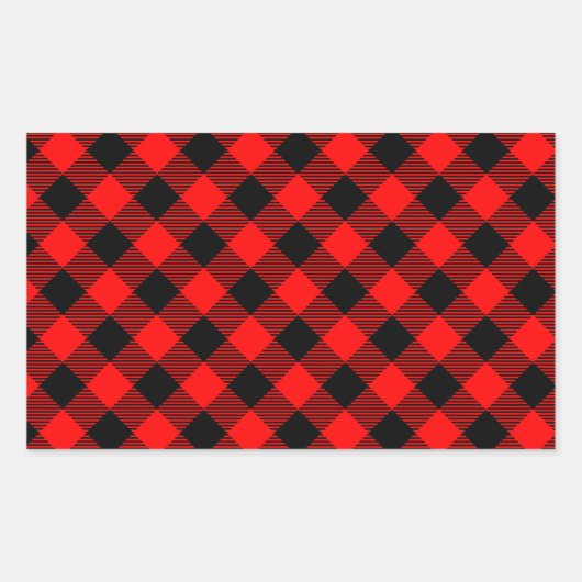 Buffalo Karo Rot und Schwarz Lumberjack Karierte D Rechteckiger Aufkleber (Vorderseite)