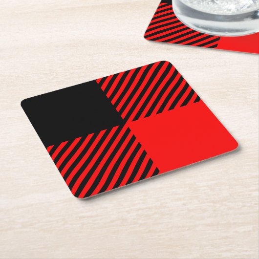 Buffalo Karo Rot und Schwarz Lumberjack Karierte D Rechteckiger Pappuntersetzer (angewinkelt)