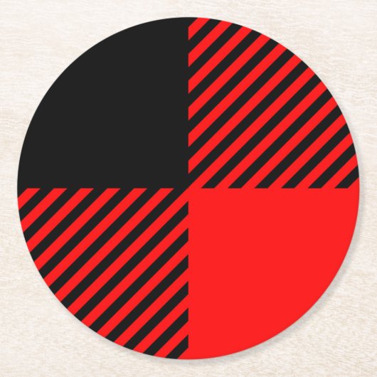 Buffalo Karo Rot und Schwarz Lumberjack Karierte D Runder Pappuntersetzer (Vorderseite)