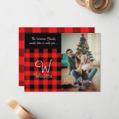 Buffalo Karo Rote Karierte Weihnachtskarte Mitteilungskarte (Vorderseite/Rückseite Beispiel)