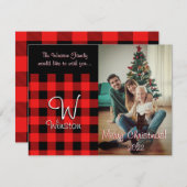 Buffalo Karo Rote Karierte Weihnachtskarte Mitteilungskarte (Vorne/Hinten)