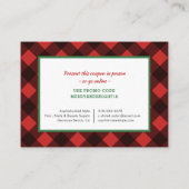 Buffalo Karo Rustikaler Weihnachtscoupon Skincare Visitenkarte (Rückseite)