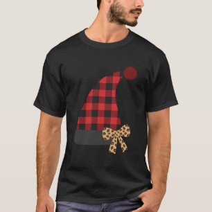 Buffalo-Karo-Santa-Mütze mit Leopardendruck-Schlei T-Shirt