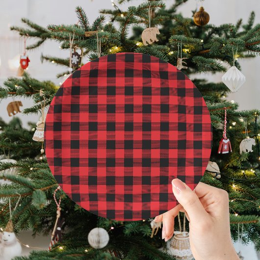 Buffalo Karo Schwarz Rot Weihnachten  Pappteller
