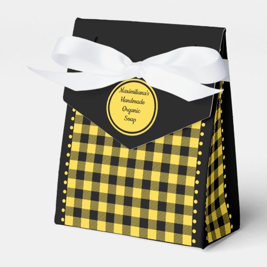 Buffalo-Karo - Schwarz und Gelb - 3x1.5x3.25 Zent Geschenkschachtel (Vorderseite)