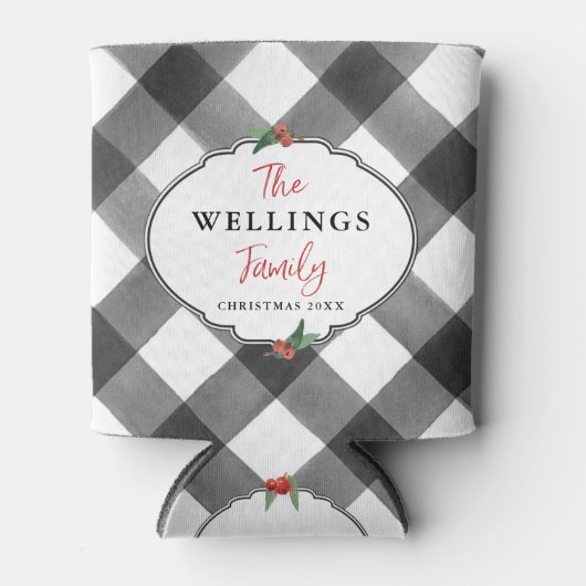 Buffalo Karo Schwarz & Weiß Weihnachtsfest Party D Dosenkühler (Vorderseite)