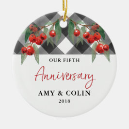 Buffalo Karo Schwarz-weißer Karierter Jahrestag Keramik Ornament