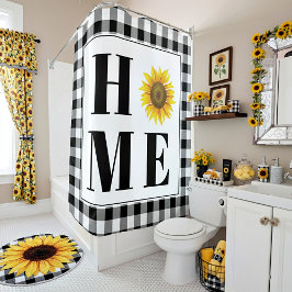 Buffalo Karo Sonnenblume "Zuhause" Duschvorhang