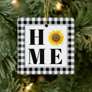 Buffalo-Karo-Sonnenblume "Zuhause"  Keramikornament