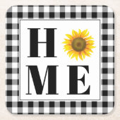 Buffalo Karo Sonnenblume "Zuhause" Rechteckiger Pappuntersetzer (Vorderseite)