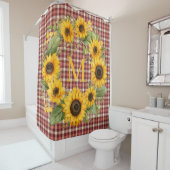 Buffalo Karo Sonnenblumen Monogramm Duschvorhang (Beispiel)