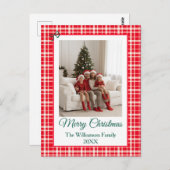 Buffalo Karo Style Foto Rahmen Frohe Weihnachten Postkarte (Vorne/Hinten)