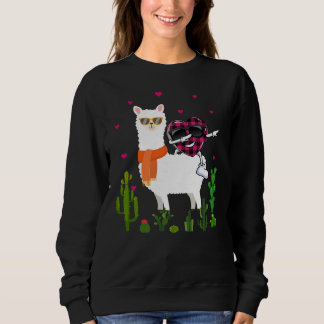 Buffalo Karo Tupfendes Herz Reitendes Lama Frauen Sweatshirt