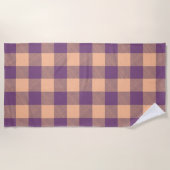 Buffalo Karo Violett und Beige Strandtuch (Vorderseite)