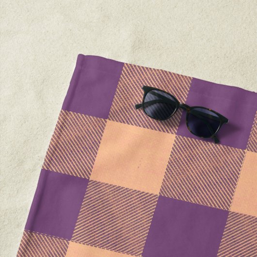Buffalo Karo Violett und Beige Strandtuch (Beispiel)