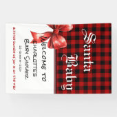 Buffalo-Karo-Wasserfarbe-Rot-Schleife-Baby-Empfang Banner (Horizontal)