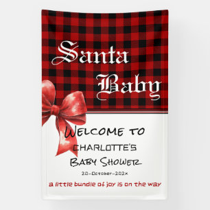Buffalo-Karo-Wasserfarbe-Rot-Schleife-Baby-Party Banner