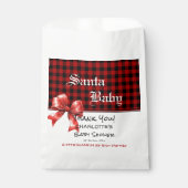 Buffalo-Karo-Wasserfarbe-Rote-Schleife-Baby-Party Geschenktütchen (Vorderseite)