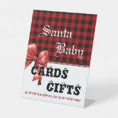 Buffalo-Karo-Wasserfarbe-Rotes-Band-Baby-Party Sockelschild (Vorderseite)