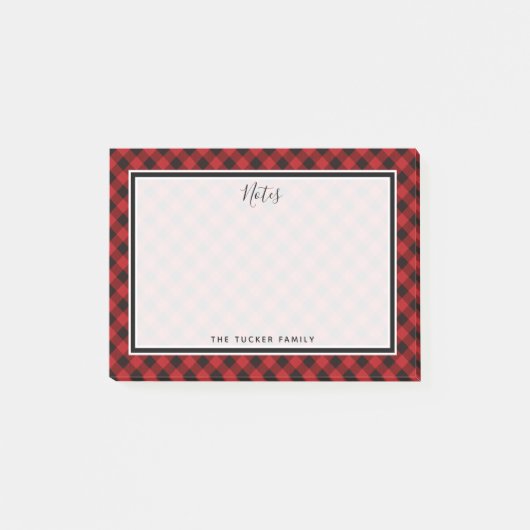 Buffalo Karo Weihnachten Kariert Rot und Schwarz Post-it Klebezettel (Vorderseite)