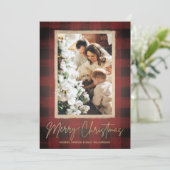 Buffalo Karo Weihnachtsfest Foto Feiertagskarte (Stehend Vorderseite)